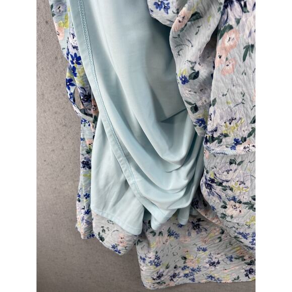 BCBGeneration Dress Womens Sz 12 Blue‎ Floral Wrap Hi Low Knee Length - Picture 11 of 12
